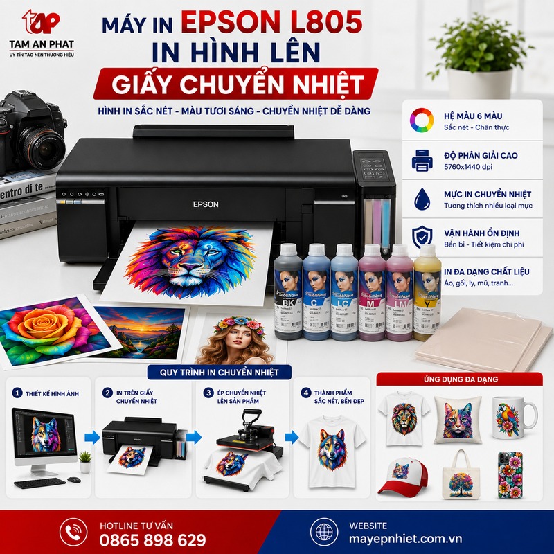 Máy in Epson L805 in hình lên giấy chuyển nhiệt