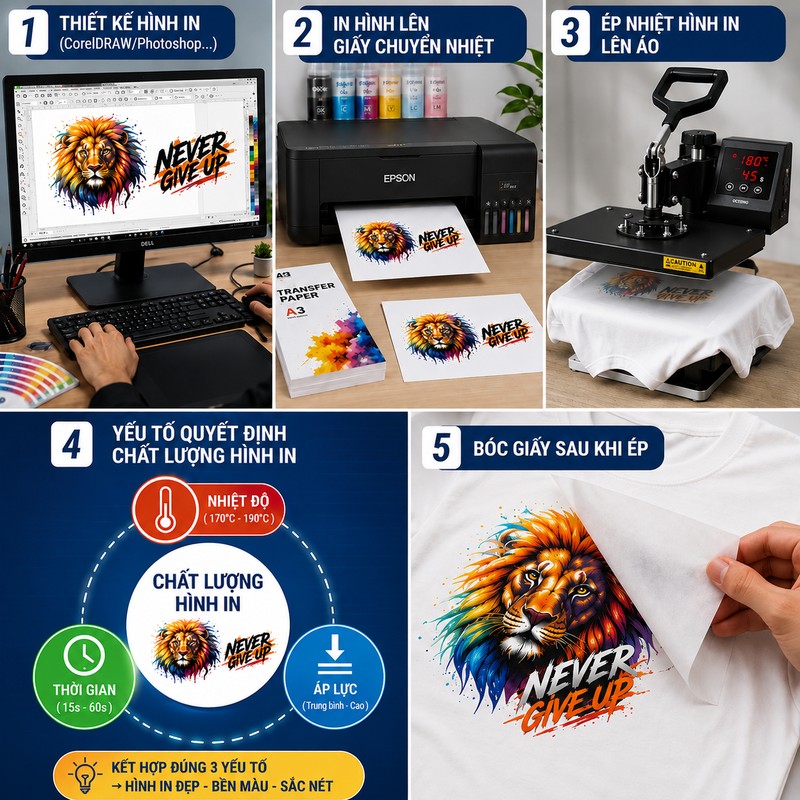 quy trình in chuyển nhiệt lên áo