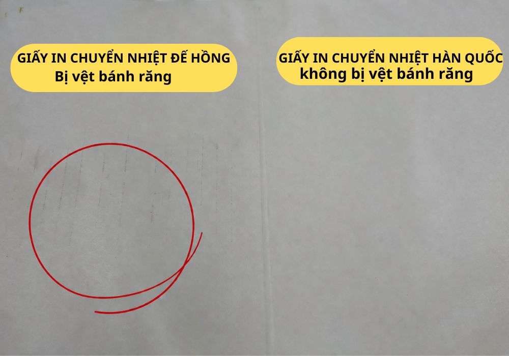 Vệt bánh răng trên giấy in chuyển nhiệt Đế Hồng